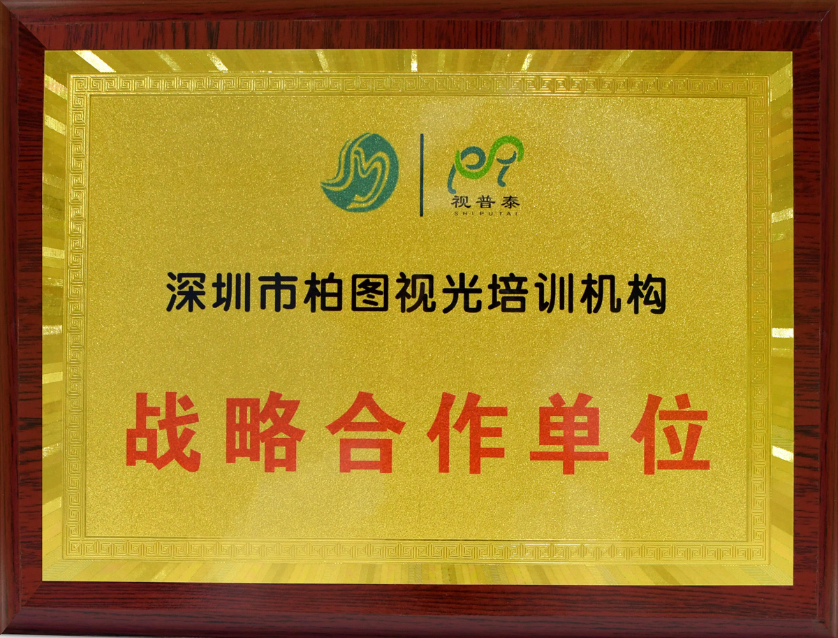 深圳市柏圖視光培訓機構戰略合作單位證書